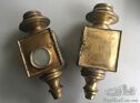 Pair of large American brass town lights
