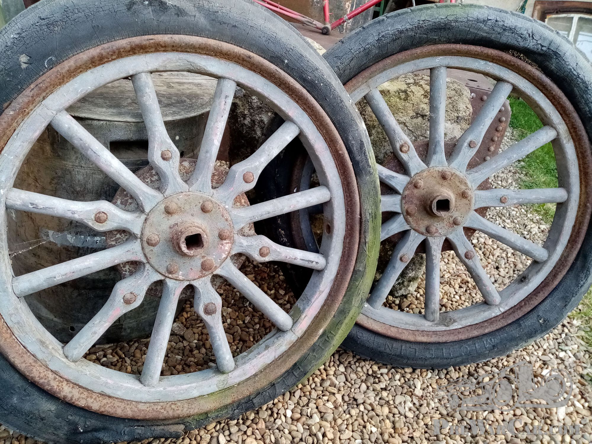 Pair of wooden wheels