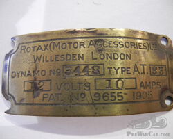Rotax dynamo 2 identifcation plates