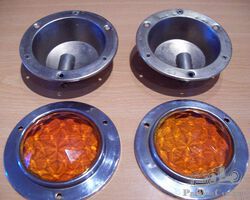 Pair of NOS rear lights . Beveled glass. 1900 to 1930.