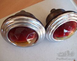 NOS 1900s to 1930s rear lights with beveled glass.