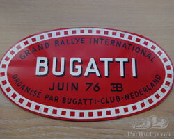 Enamel rallye  Bugatti badge, 18 x33