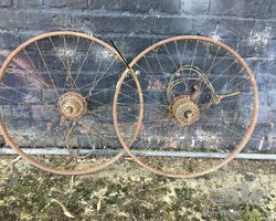 Pair 1930’s 26” Drum Brake Racing Bicycle Wheels.