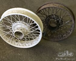 two used wire wheels ofa Lancia Astura 14 x 45 , for Bibendum