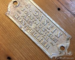 French Coachwork Aluminium Constructeur's Plaque - G Dantin - Montpellier.