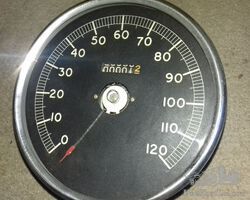 A rare 'Dinner plate' 6 inch diameter 0-120 mph speedo for 8 litre Bentley or similar