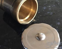 4" nickel filler cap and 3" brass neck.