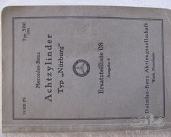 Mercedes Benz W500 type W08 Nürburg parts list 1934