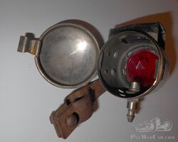 An Acetylene Rear Lamp for a Motorcycle, Manufactured by 'Fewuor' (?)
