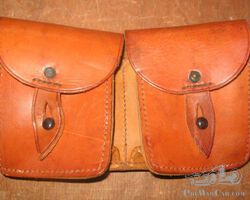 Leather bag, double pockets for small tools, spark plugs etc.