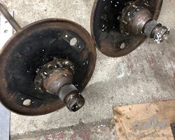 Riley rear hubs, half shafts and brake back plates