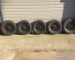 5 x 18" splined hub wheels.