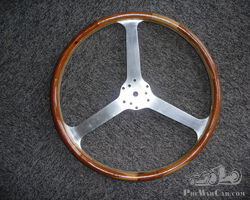 Wood rimmed steering wheel