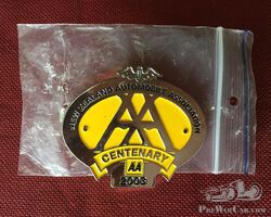 Chromed AA centenary badge of the New Zealand Association