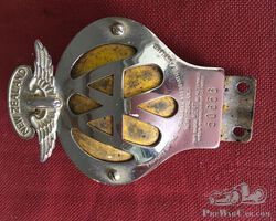 Large chromed AA badge no 50656 of the Automobile Association Auckland New Zealand
