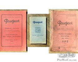 Peugeot 402 / 402B Original Manuals - Set of 3