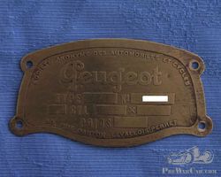 Peugeot 177B number plate