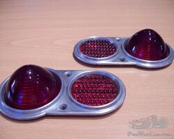 Vintage GLASS taillight & reflector. PAIR.