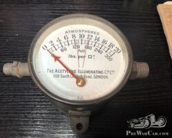 Rare Edwardian car The Acetylene Illuminating Co. Ltd of London atmospheres Gauge