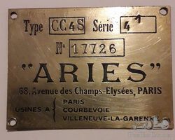 Plaque identification Cyclecar Aries