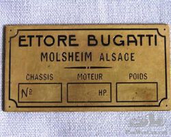 Bugatti Brass Number Plate