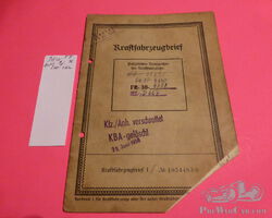 DKW F5-700 Bj.36 Kraftfahrzeugbrief Limousine mit Umbau als Lieferwagen