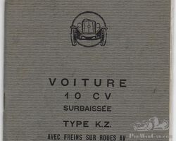 Renault 10 CV type KZ notice entretien