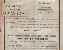 CATALOGUE EN BAISSE DURANDAL OCTOBRE 1911
