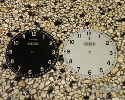 Jaeger 8-day car clock dial aluminium