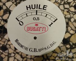 Bugatti 3 x gaz indicator and 1 oil indicator badges aluminium