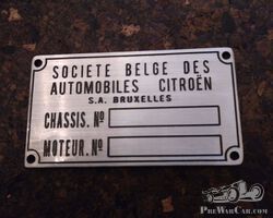 Bodyplate Society Belge Des Automobiles Citroen