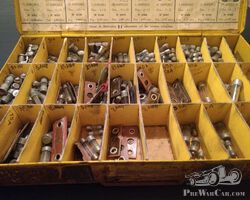 Old original fuse box with a lot of fuses