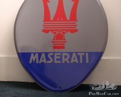 Enamel advertising board Maserati - more than 45 years old - reproduction