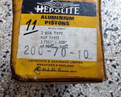 2 Hepolite BSA aluminium pistons Ref11412 27555/0.20 /69989mm/50mm