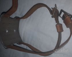 Aluminium/Leather strap spare tyre mount bracket for external rear view mirror. to suit 400/450 tyre width