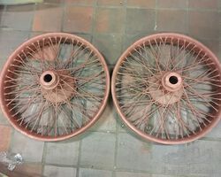 Two restored wire spoked wheels Minerva KK