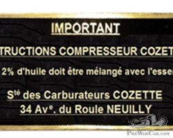 Cozette compressor plate Amilcar CGSs or other