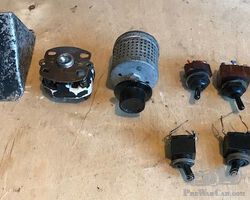 vintage ww2 switches job lot, 6 x magneto switches, 1 x ceramic, 1x rheostat, Rolls royce