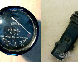 JAEGER Petrol & Oil Gauge X49455/40 & Lucas Switch Prewar MG Alvis AC Riley 9 12/4 Vintage VSCC Car