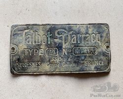 chassis plate TALBOT DARRACQ V20