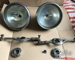 Pre War Vintage Rear Mount Dip 9" Lucas Headlamps, Daimler Alvis Rolls Royce Bentley
