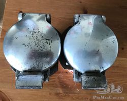 Vintage Pair of Enots Aluminium Aston 2.5 inch Petrol Caps, MG, Ford, Frazer Nash, Bentley, Lagonda, Aston Martin, Riley, Singer, Alvis
