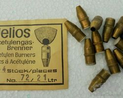 12 original brass HELIOS burner nozzles 21 liter carbide lamp bike motorcycle carbide