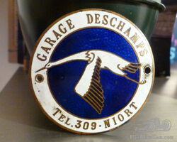 CAR BADGE DEALER PLAQUE DASH BOARD VERY RARE FRENCH GARAGE