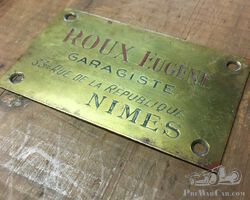 1920’S AMILCAR, SALMSON, BNC GARAGISTE BRASS PLAQUE. EUGENE ROUX – NIMES