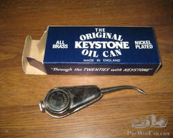 Keystone Nickel Plated Oil Can Oiler Original Box NOS