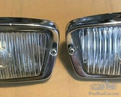 Vintage Pair Bosch Rear Mounted Hooded Spot Lamps, Mercedes Benz