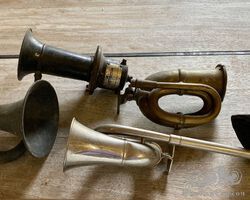 Horns, one 6-volt Klaxonet horn and three 1920’s horns