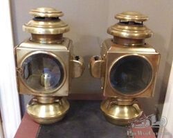 Pair of E&J All Brass Sidelamps c.1912 and Earlier In Excellent Condition