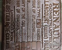 Original Renault Body ID plaque